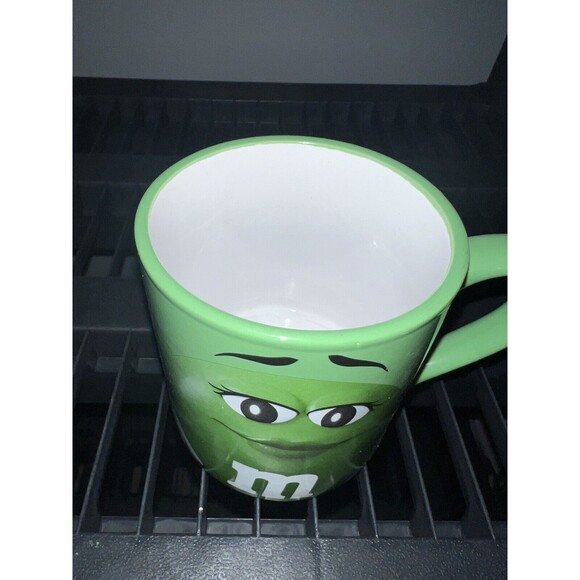 Mars Candy Coffee Mug Green M&M Close Up Ceramic Tea Cup Large 16oz Collectible - Picture 2 of 6